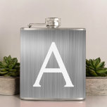 Silver Brushed Metall Monogram Namn och Initial Fickplunta<br><div class="desc">Monogramkolv för lyxkolven Silver Metall Elegant. Den här kolven kan anpassas så att den omfattar ditt första och första namn. Silver-kolven är perfekt för en födelsedag eller ett bachelorette-parti firande.</div>