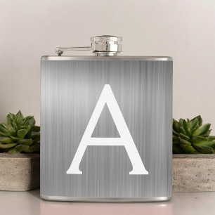 Silver Brushed Metall Monogram Namn och Initial Fickplunta