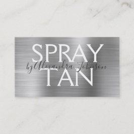Silver Brushed Metall Spray Tan Visitkort
