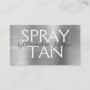 Silver Brushed Metall Spray Tan Visitkort