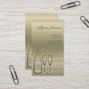 Silver Bubbles Champagne Cheers Chic Modern Visitkort