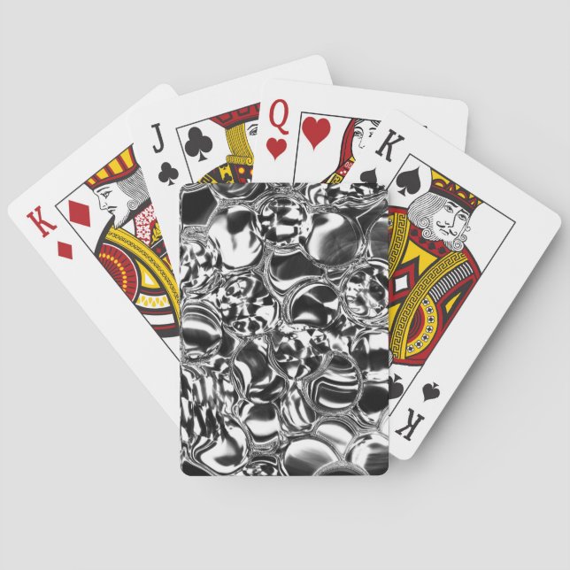 Silver bubblor med glas eller metall casinokort (Baksidan)