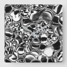 Silver bubblor med glas eller metall fyrkantig klocka