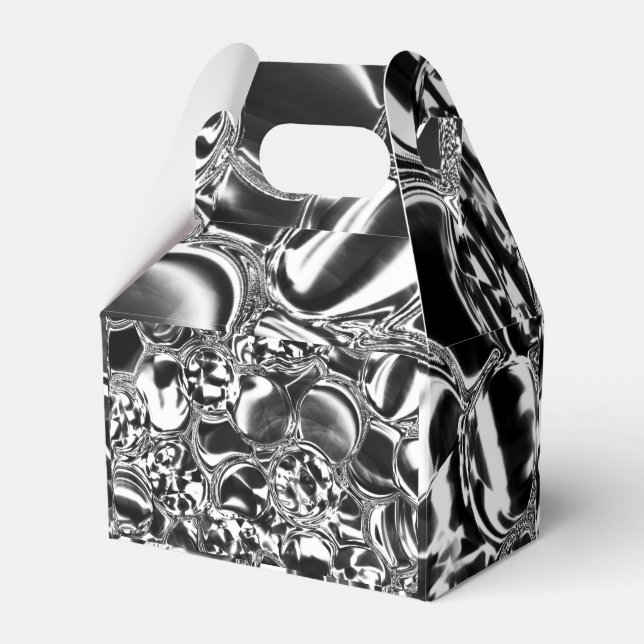 Silver bubblor med glas eller metall presentaskar (Framsidan Sidan)