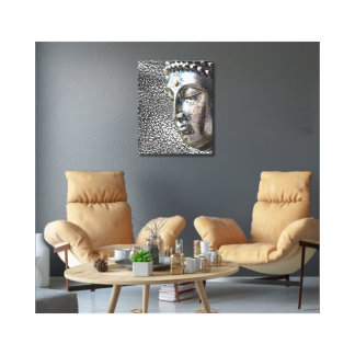 Silver Buddha-ansikte Canvastryck
