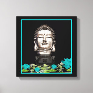 Silver Buddha-huvudstaty Canvastryck