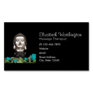 Silver Buddha-huvudstaty med Lotus Flowers Visitkortmagnet