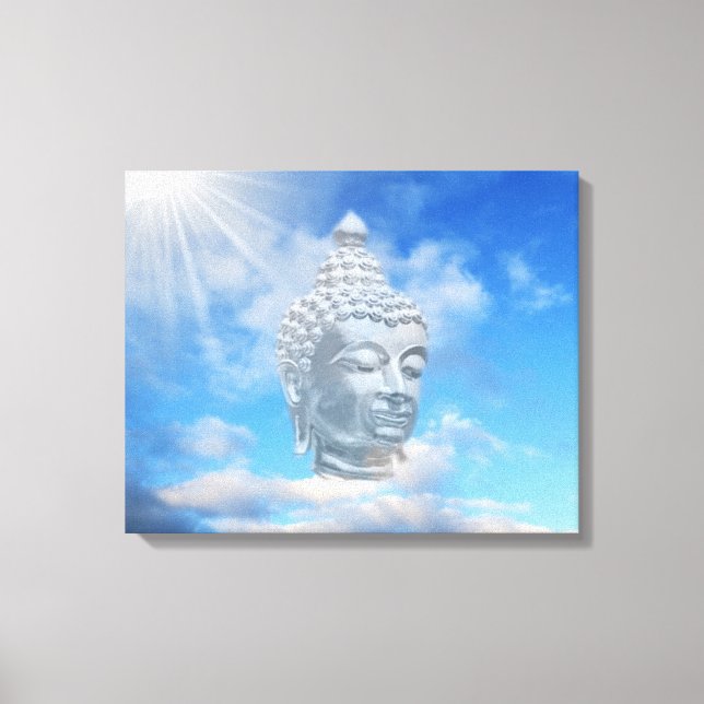 silver buddha i himlar canvastryck (Framsida)