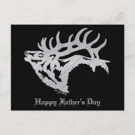Silver Bull Elk Silhouette Vykort