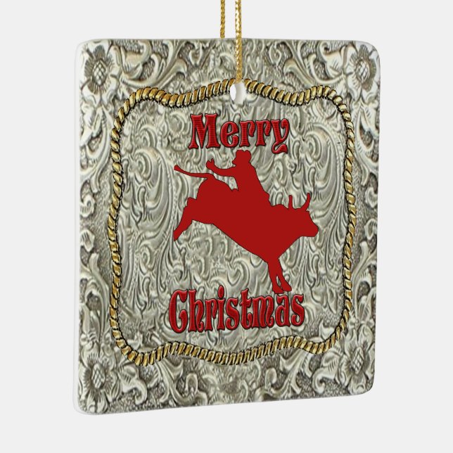 Silver Bull Rider Bälte Buckle jul Julgransprydnad Keramik (Höger)