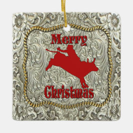 Silver Bull Rider Bälte Buckle jul Julgransprydnad Keramik