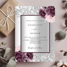 Silver burgundy blommigt elegant bröllop