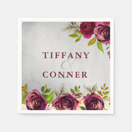 Silver Burgundy Bröllop-Förlovningen Pappersservett