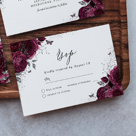 Silver Burgundy Glittrig Klänning Ros OSA Kort