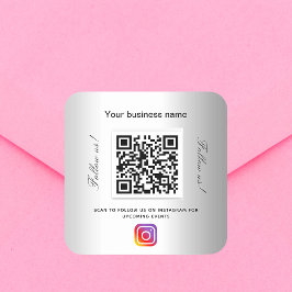Silver business namn qr-kodinstagram fyrkantigt klistermärke