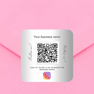 Silver business namn qr-kodinstagram fyrkantigt klistermärke