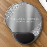 Silver Business Professionell Gnistra Glitter Gel Musmatta<br><div class="desc">Silver Faux Gnistra Glitter Metallic Foil Minimalist Business Mousepad (Mouse Pad) med svart skrift för monogrammet. Girly Business-designen kan anpassas med ditt namn. Kontakta designern om du vill ha anpassade matchande objekt.</div>