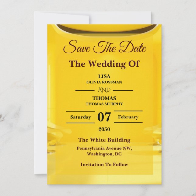 Silver Butter Yellow Modern Bröllop Save The Date Spara Datumet (Framsida)