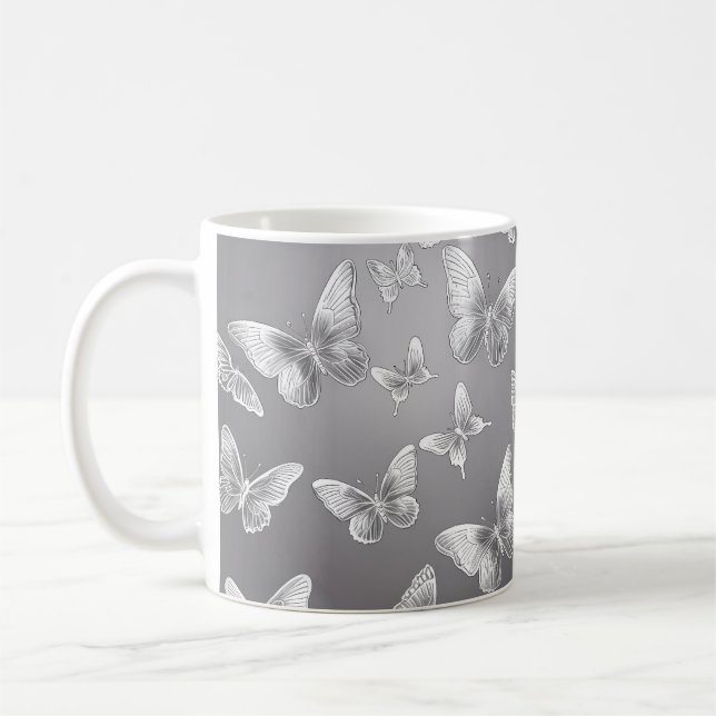 Silver Butterflies Wildlife Älskare Kaffemugg (Vänster)