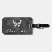 Silver Butterfly & Velvet Personlig Luggage Tag