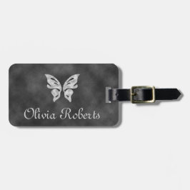 Silver Butterfly & Velvet Personlig Luggage Tag Bagagebricka