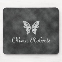 Silver Butterfly & Velvet Personlig Mouse Pad