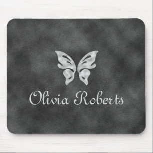 Silver Butterfly & Velvet Personlig Mouse Pad Musmatta