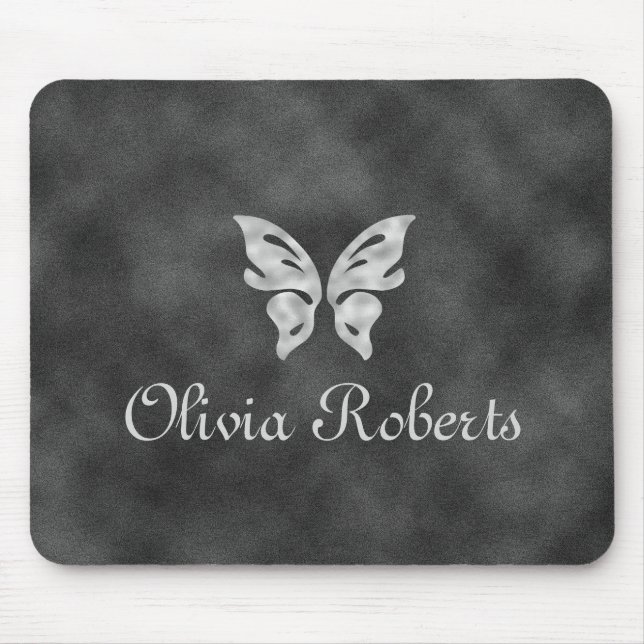 Silver Butterfly & Velvet Personlig Mouse Pad Musmatta (Framsidan)