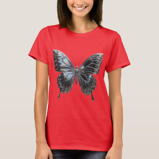 Silver Butterfly with Open Wings Elegant T Shirt
