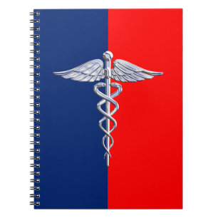 Silver Caduceus Medical Symbol League Anteckningsbok