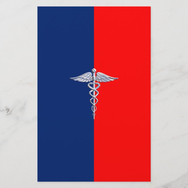 Silver Caduceus Medical Symbol League Brevpapper (Framsida)