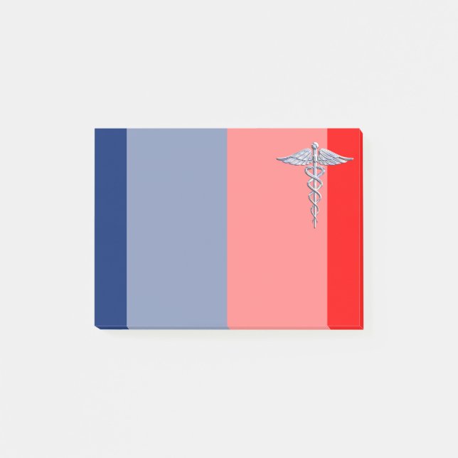 Silver Caduceus Medical Symbol League Post-it Block (Framsida)