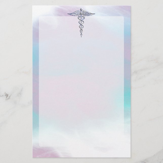 Silver Caduceus Medical Symbol Mor Pearl Brevpapper (Framsida)