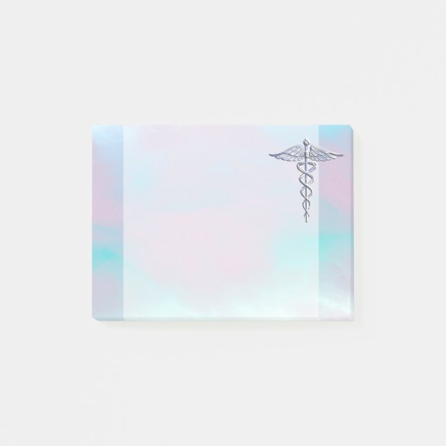 Silver Caduceus Medical Symbol Mor Pearl Post-it Block (Framsida)