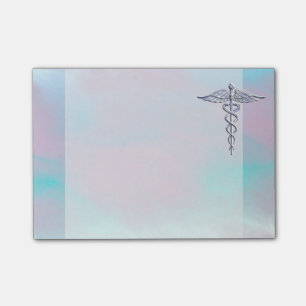 Silver Caduceus Medical Symbol Mor Pearl Post-it Block