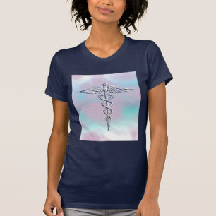Silver Caduceus Medical Symbol Mor Pearl Tee