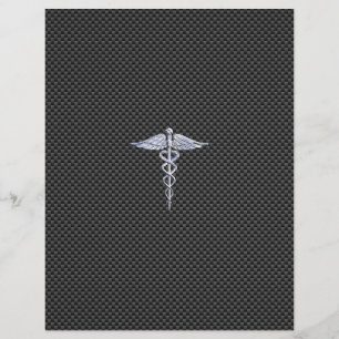 Silver Caduceus Medicinska Symbol Kol Fiber Stil