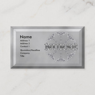 Silver Caduceus Nurse Visitkort
