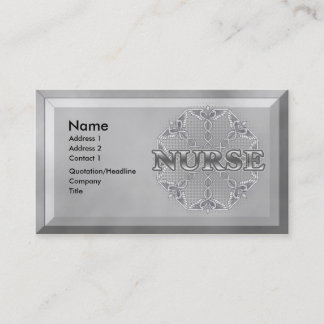 Silver Caduceus Nurse Visitkort