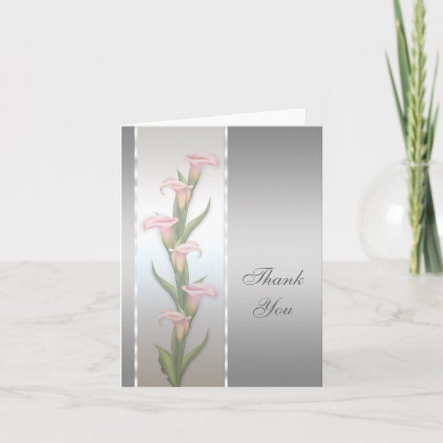 Silver Calla Lily Tacksamhetskort Tack Kort (Framsida)