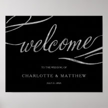 Silver Calligrafi | Poster av Black Welcome Bröllo
