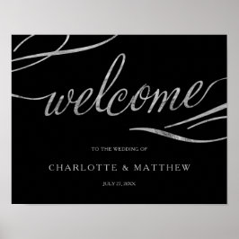 Silver Calligrafi | Poster av Black Welcome Bröllo