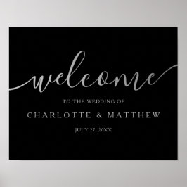 Silver Calligrafi | Poster av Black Welcome Bröllo