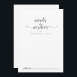 Silver Calligraphy Bröllop Ord Wisdom Rådkort<br><div class="desc">Det här silver-kalligrafikortet bröllop ord för visdomsrådgivning är perfekt för ett rustiskt bröllop. Den enkla utformningen och utformningen av eleganten har skripttypografin klassisk och finare i silver. De här korten är perfekter för bröllop, möhippa, babydusch, studentfest och mycket mer. Anpassa korten med namn från bruden och brudgummen, blivande föräldrar eller...</div>