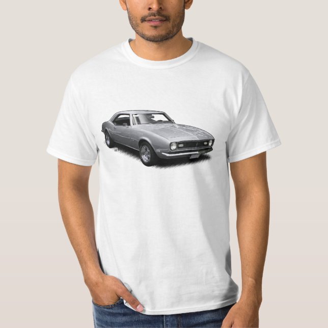 Silver Camaro på vitT-tröja Tee Shirt (Framsida)