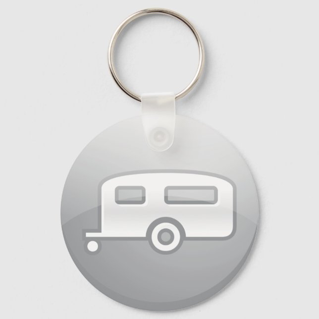 Silver campingvagnsikon minimalistisk husbil nyckelring (Framsida)