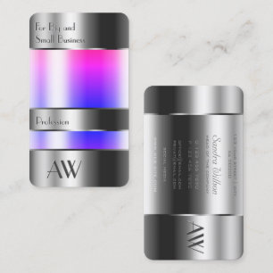 Silver can Optics Rosa Blue Fluids och Monogram Visitkort