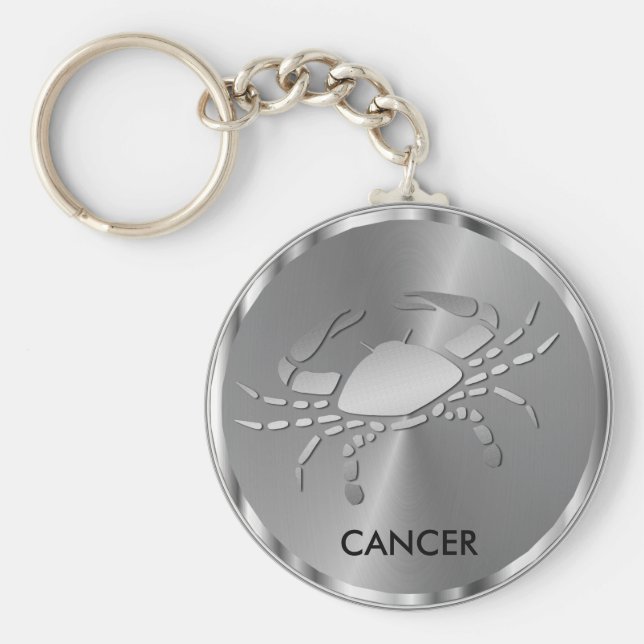 Silver Cancer ♋ Crab - Zodiac-tecken Nyckelring (Framsidan)