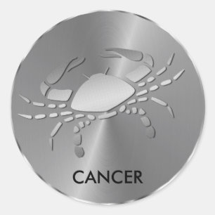 Silver Cancer the Crab - Zodiac Sign Runt Klistermärke