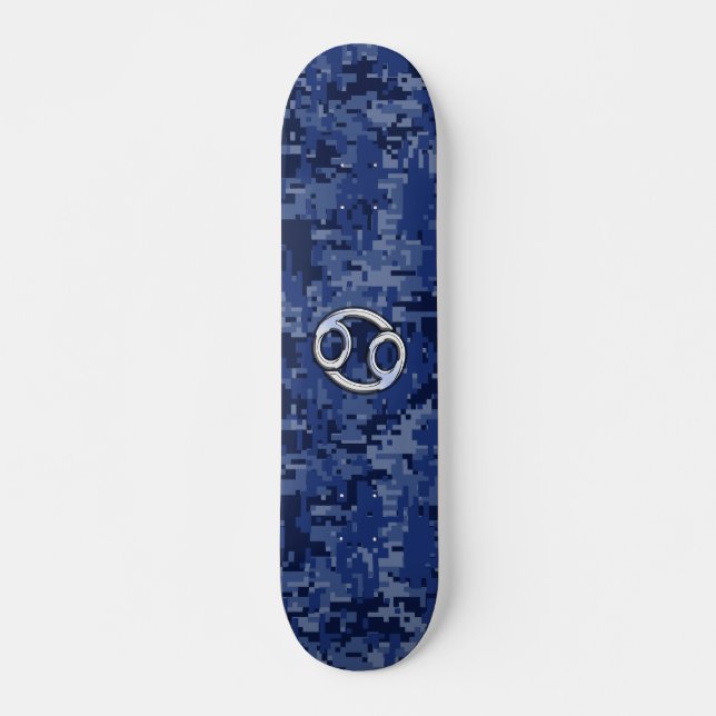 Silver Cancer Zodiac Signera marin blå kamera Old School Skateboard Bräda 18 Cm (Framsida)